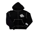 Stud Sleeve Zip-Up Hoodie
