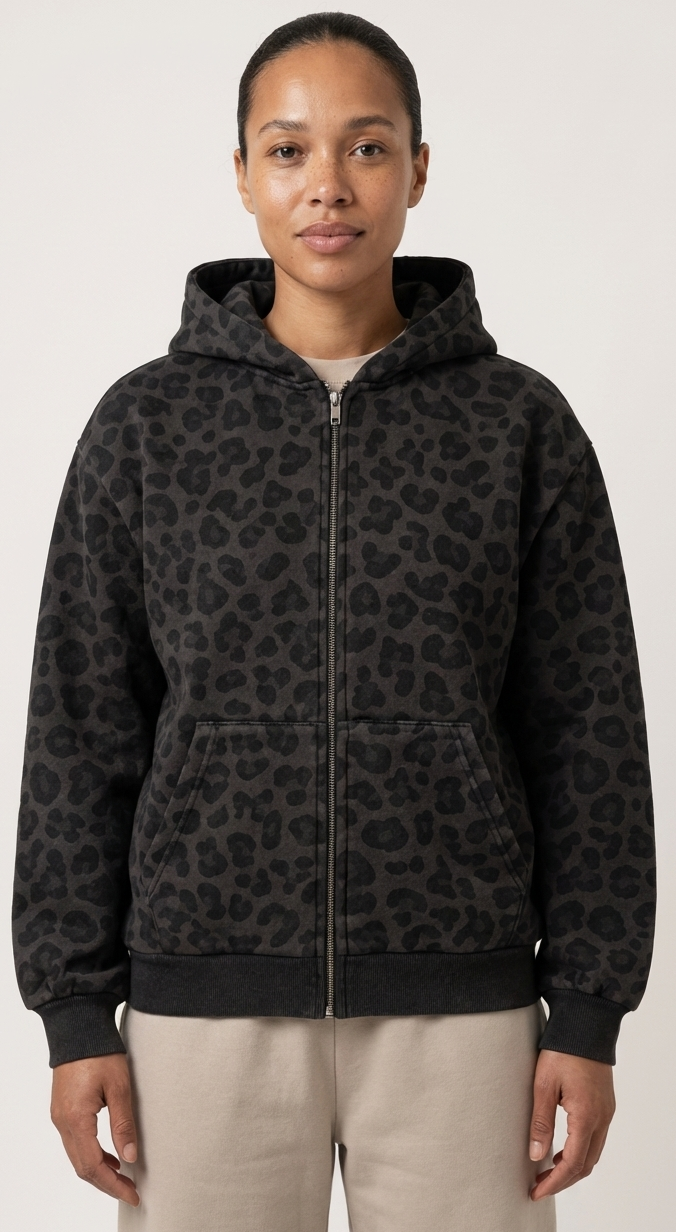 Leopard Zip Hoodie