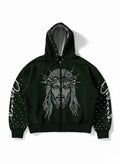 Crown Rhinestone Zip Hoodie